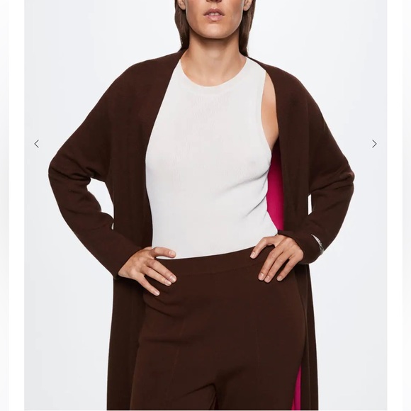 Mango Bicolor Long Cardigan Coat - Picture 2 of 15